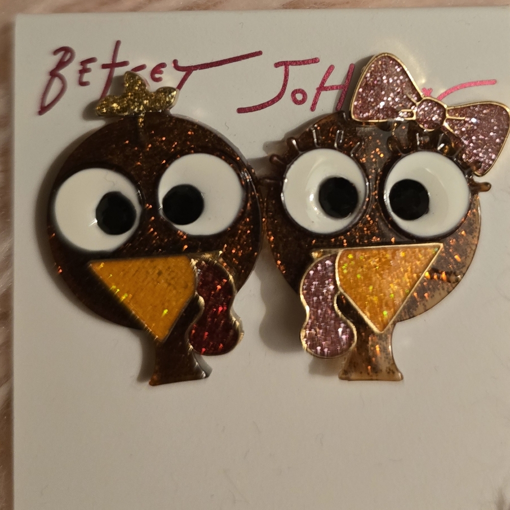 Betsey Johnson Turkey stud post earrings! NWT! - Picture 9 of 9